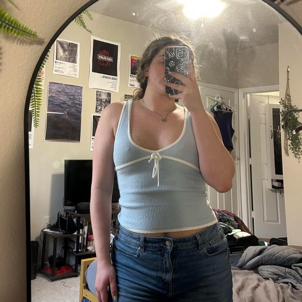 Women's Light Blue Sleeveless Top